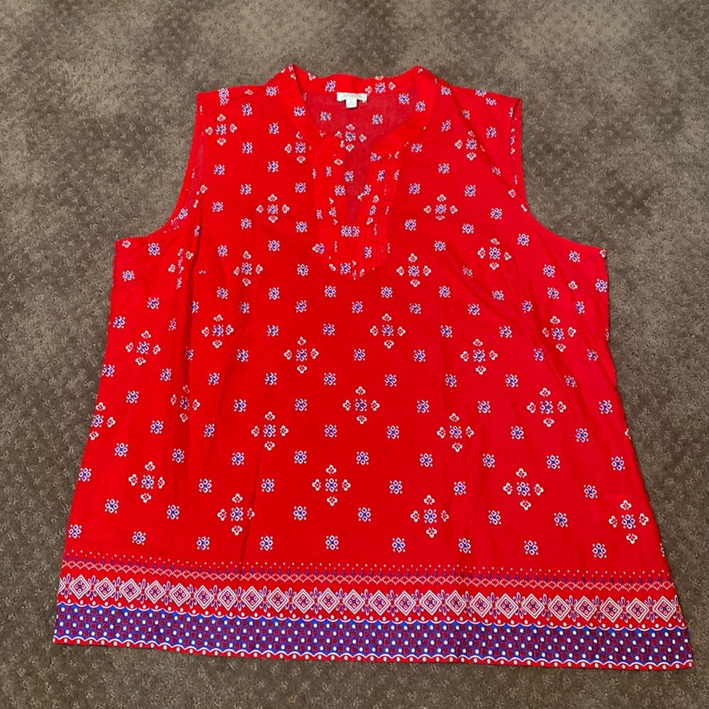 Talbots red and blue print tank top XL